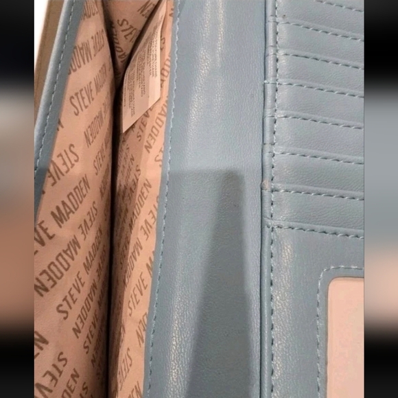 NWT Steve Madden Crossbody Bag & Wallet Set Baby Blue Embossed Logo Designer Y2K - Picture 13 of 14